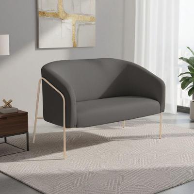 Sofá 2 Lugares Namoradeira Stella Base Industrial Alta Dourada Sintético Grafite D03 - D'rossi