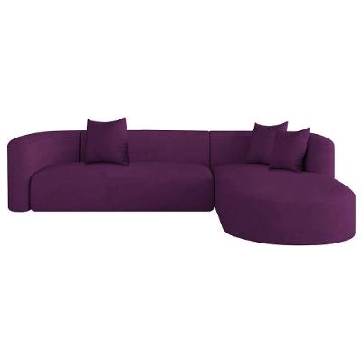 Sofá Modular Celinne Luxuoso Sala De Estar Decoração Luxo 265cm Suede Cor Roxo