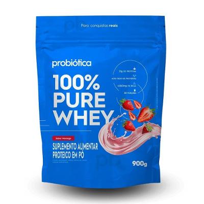 Whey Concentrado 100% Pure (refil) Probiótica 900g Morango