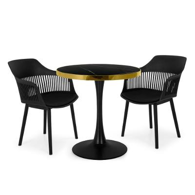 Conjunto Mesa De Jantar Redonda Majestic 70cm Preta Com 2 Cadeiras Estofadas Marcela - Preto
