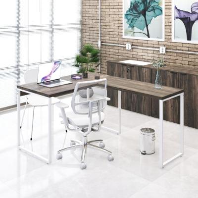 Mesa Em L Office 120x150x75cm Kuadra Carvalho Dark - Est.branca