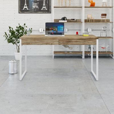 Mesa Office 135x60x75cm C/02 Gavetas Kuadra Carvalho - Est.branca