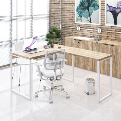 Mesa Em L Office 120x150x75cm Kuadra Carvalho - Est.branca