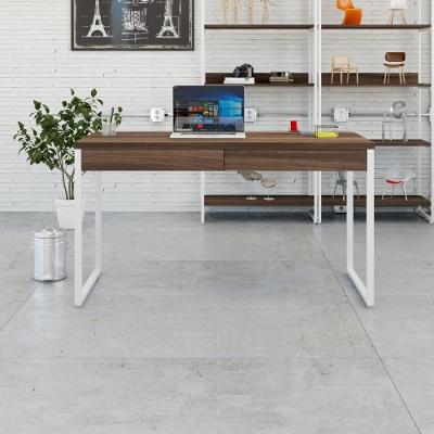 Mesa Office 135x60x75cm C/02 Gavetas Kuadra Nogal - Est.branca