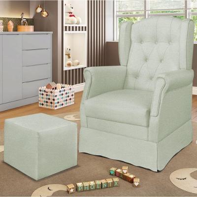 Poltrona De Amamentação Com Balanço E Puff Elyra Veludo P02 - D'rossi Cor Menta