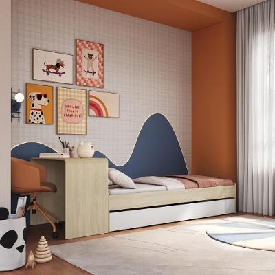 Cama Infantil CV030 com Cama Auxiliar e Escrivaninha em MDP Fosco Caramelo