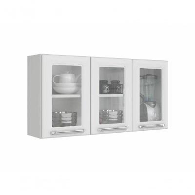 Armário Aéreo Luce 3 Portas Vidro Aço Giratória Branco Itatiaia