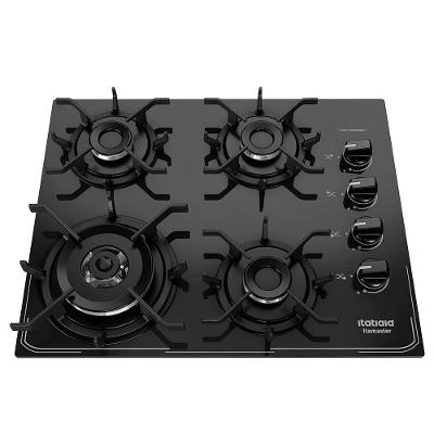 Cooktop a Gás de Embutir Itatiaia Itamaster 4 Bocas Vidro Temperado Preto Bivolt