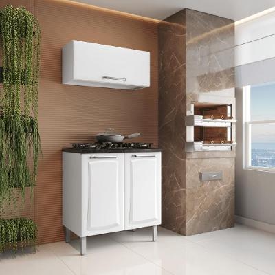 Cozinha Compacta Tarsila em Aço 80cm Branco com Balcão para Cooktop 5 Bocas Itatiaia