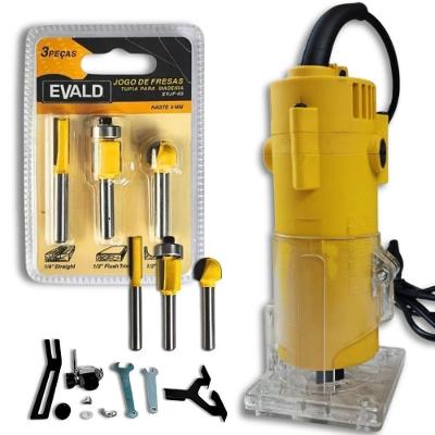 Tupia 6 Mm 650w Evtup110-220 Com Kit 3 Fresas 6 Mm Evjf-03 Evald 110V