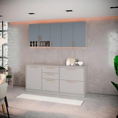 Cozinha Completa Itatiaia Essence 200cm Com Nicho Em Madeira Fendi-gris