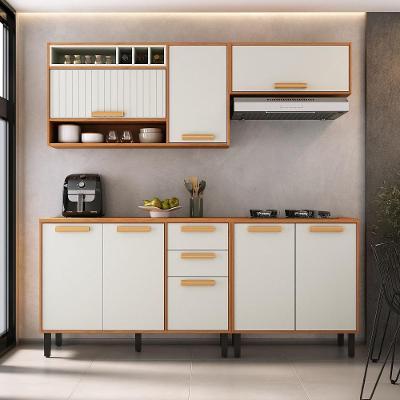 Cozinha Completa Nápoles 6 Portas 2 Gavetas MDP 200cm Off White com Pés Reguláveis