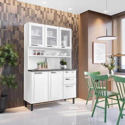 Cozinha Completa Compacta Pratika Kit Aço 120cm Branco para Ambiente Pequeno