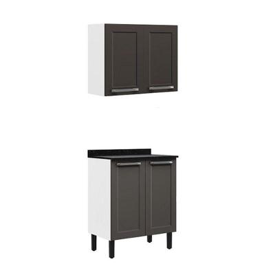 Kit Cozinha Itatiaia Em Aço Grafite 4 Portas Florença