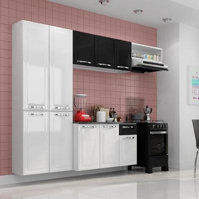 Cozinha Completa Amanda Em Aço 245cm Branca E Preta Itatiaia