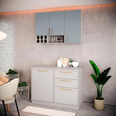 Cozinha Compacta Itatiaia Essence 120cm Em Madeira Fendi-gris