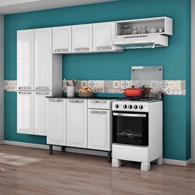 Cozinha Completa Rose 2 Gavetas em Aço 245cm Branco com Tampo MDP