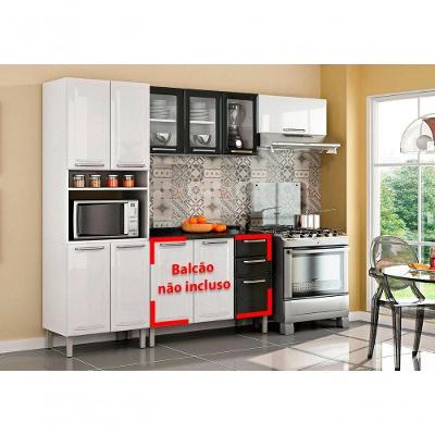 Cozinha Completa Branca E Preta Em Aço 3 Peças Tarsila Com 3 Vidros Com Entrada Para Forno