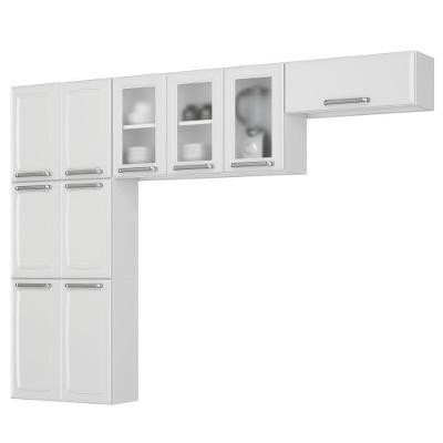 Armário de Cozinha Completa Luce 4 Peças em Aço 245cm Branco para Espaço Moderno