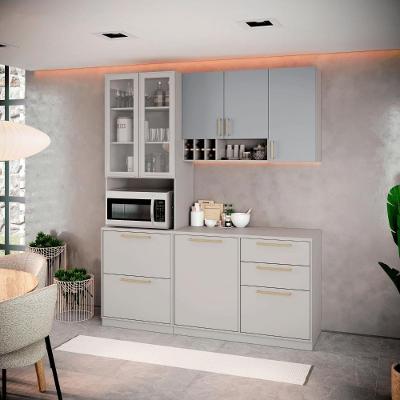 Cozinha Completa Itatiaia Essence 190cm Em Madeira Fendi-gris