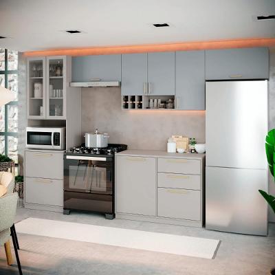 Cozinha Completa Itatiaia Essence 350cm Com Vidro Em Madeira Fendi-gris