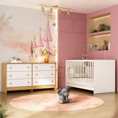 Berço Multifuncional 3 em 1 MP4679 em MDP para Colchão 130 X 60cm Branco Madeirado