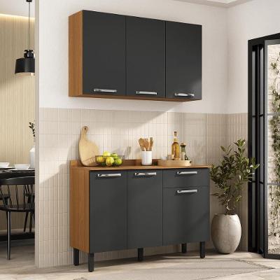 Armário de Cozinha Compacta Vegas Aço 120cm Grafite 1 Módulo para Cozinha Planejada Pequena