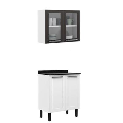 Paneleiro Itatiaia Em Aço Branco E Grafite 4 Portas 2 Vidros Florença