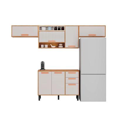 Cozinha Completa Nápoles 6 Portas 2 Gavetas MDF 280cm Off White e Cinamomo