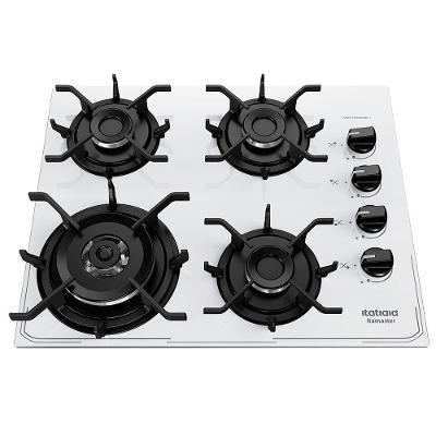 Cooktop a Gás Itatiaia Itamaster 4 Bocas Vidro Temperado Branco com Acendimento Automático Bivolt