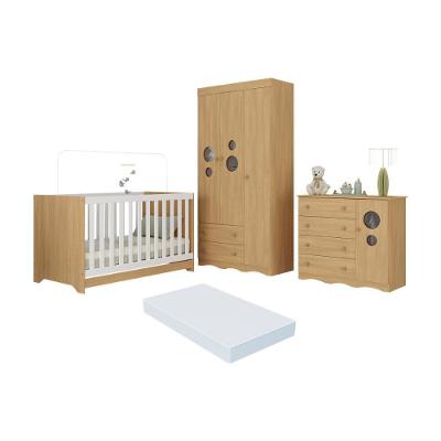 Quarto De Bebê Completo Berço Americano 3 Em 1 Colchão Sonho Multimóveis MP4639 Madeirado