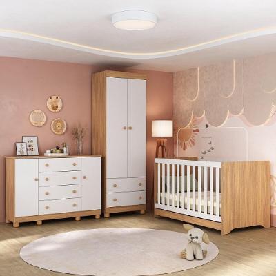 Quarto De Bebê Completo Com Berço Americano 3 Em 1 Allegra Multimóveis MP4594 Madeirado-branco