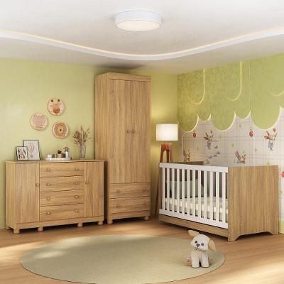 Quarto De Bebê Completo Com Berço Americano 3 Em 1 Allegra Multimóveis MP4594 Madeirado