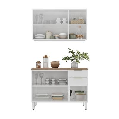 Armário de Cozinha Renova Compacta em Aço 120cm Branco para Organização