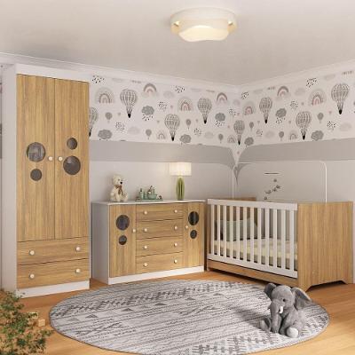 Quarto De Bebê Completo Com Berço Americano 3 Em 1 Pirulito Multimóveis MP4625 Branco-madeirado