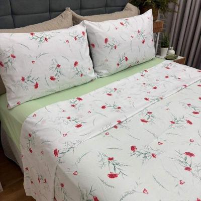 Jogo De Cama Casal Bliss Estampado 100% Algodão 180 Fios 4 Peças Floratta/verde