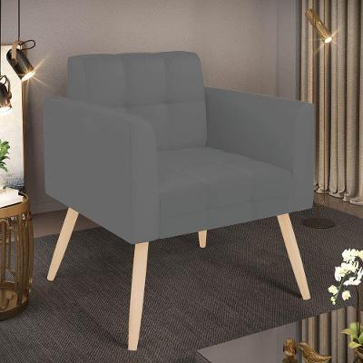 Poltrona Sala Decorativa Elisa Pé Palito Natural Sintético Grafite D03 - D'rossi