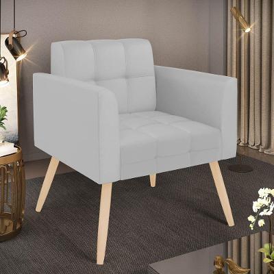 Poltrona Sala Decorativa Elisa Pé Palito Natural Sintético Cinza D03 - D'rossi