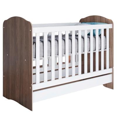 Berço Mini Cama Grade Fixa 133x68 Cm Bala De Menta Rustico Branco Henn