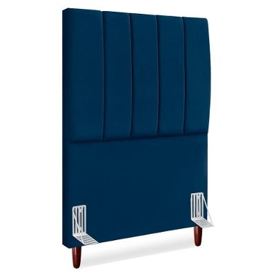 Cabeceira Solteiro 90 Cm Com Frame Carla Suede Azul Marinho Artte