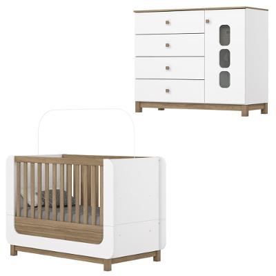 Berço Mini Cama E Comoda 1 Porta E 4 Gavetas Aconchego Branco Jequitiba Hp Henn