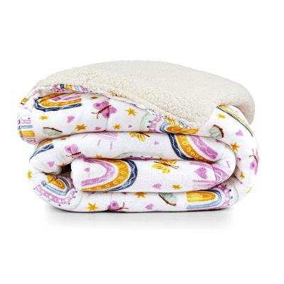 Coberdrom Cobertor Lutti Solteiro Quarto Cama Infantiil Sherpa Manta Toque Lã De Carneiro Rainbow Arcos íris Rosa