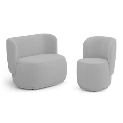 Poltrona E Namoradeira Orgânica Molly Bouclê Cinza Claro - Desk Design