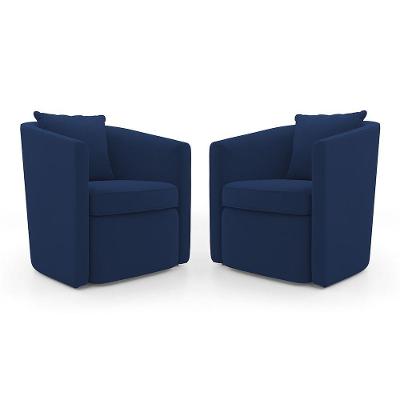 Kit 02 Poltronas Decorativas Sala De Estar Aimê Veludo Azul Marinho - Desk Design