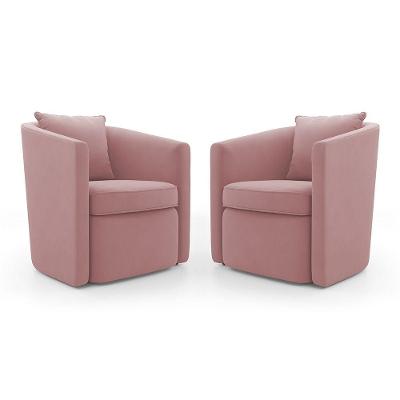 Kit 02 Poltronas Decorativas Sala De Estar Aimê Veludo Rosê - Desk Design