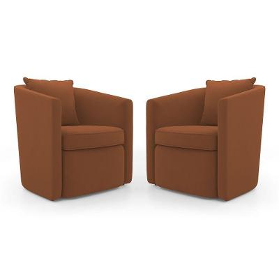 Kit 2 Poltronas Decorativas Sala De Estar Aimê Terracota Veludo Desk Design