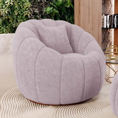 Poltrona Decorativa Estilo Concha Abóbora Shell Fixa Bouclê Rosé - Desk Design