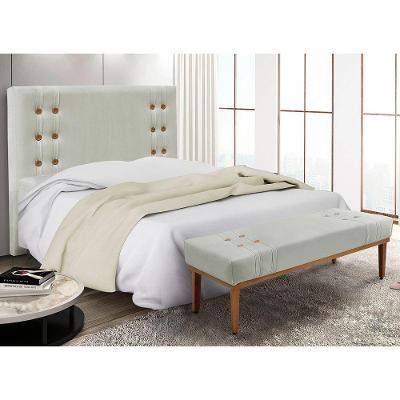 Kit Recamier E Cabeceira Santorini Spz 140cm Veludo Prata