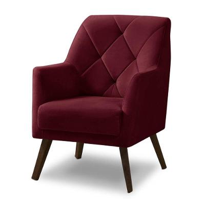 Poltrona Decorativa Retrô Recepção Magali Veludo Roxo Lansofbr