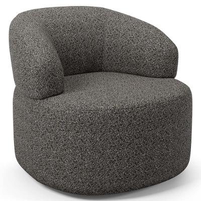 Poltrona Giratória Orgânica Helena L02 Para Sala De Estar Linho Cinza Lyam Decor